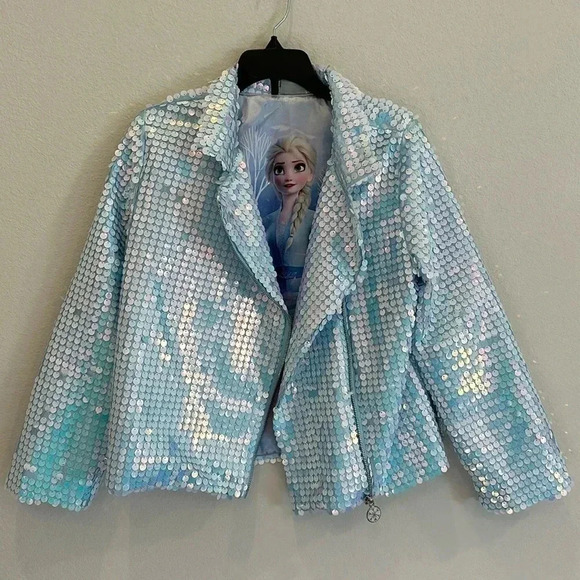 Disney Frozen II Elsa Iridescent Sequin Jacket Size Girls Large 10-12 - Picture 1 of 9